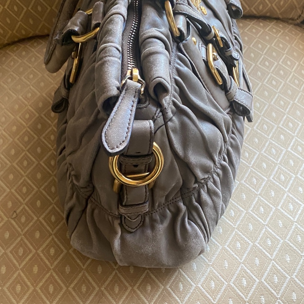 Prada Ruched Tessuto
Napa Leather Tan Vintage Satchel - Picture 9 of 16